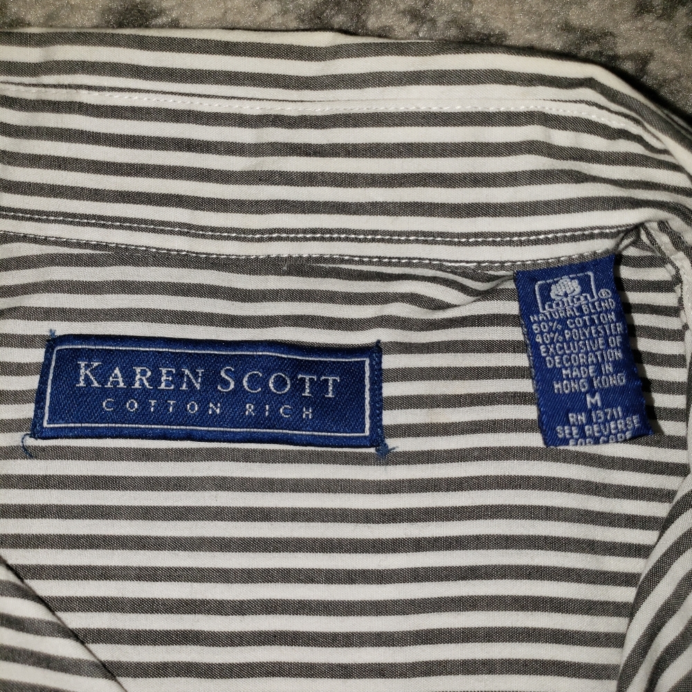 Vintage Karen Scott shirt w/ hearts & teddy bears. Stripes and stars y2k - Picture 7 of 7
